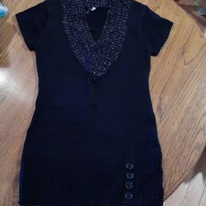 Short sleeve tunic sweater or short sweater dress